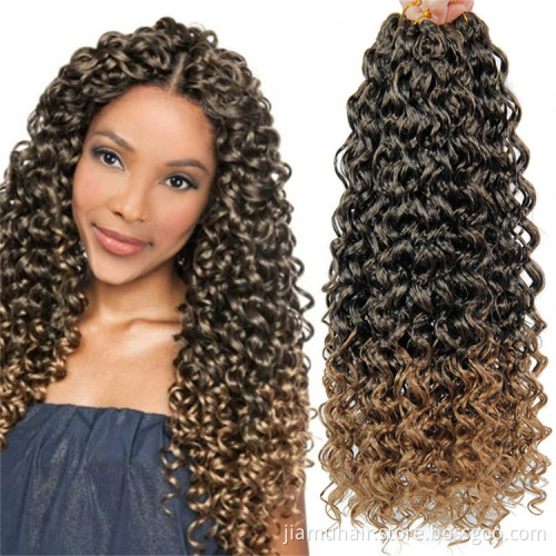 18inch Synthetic Hair Deep Wave Twist Crochet Hair Braids Bohemian Ombre Color Curls Braiding Hair Extensions